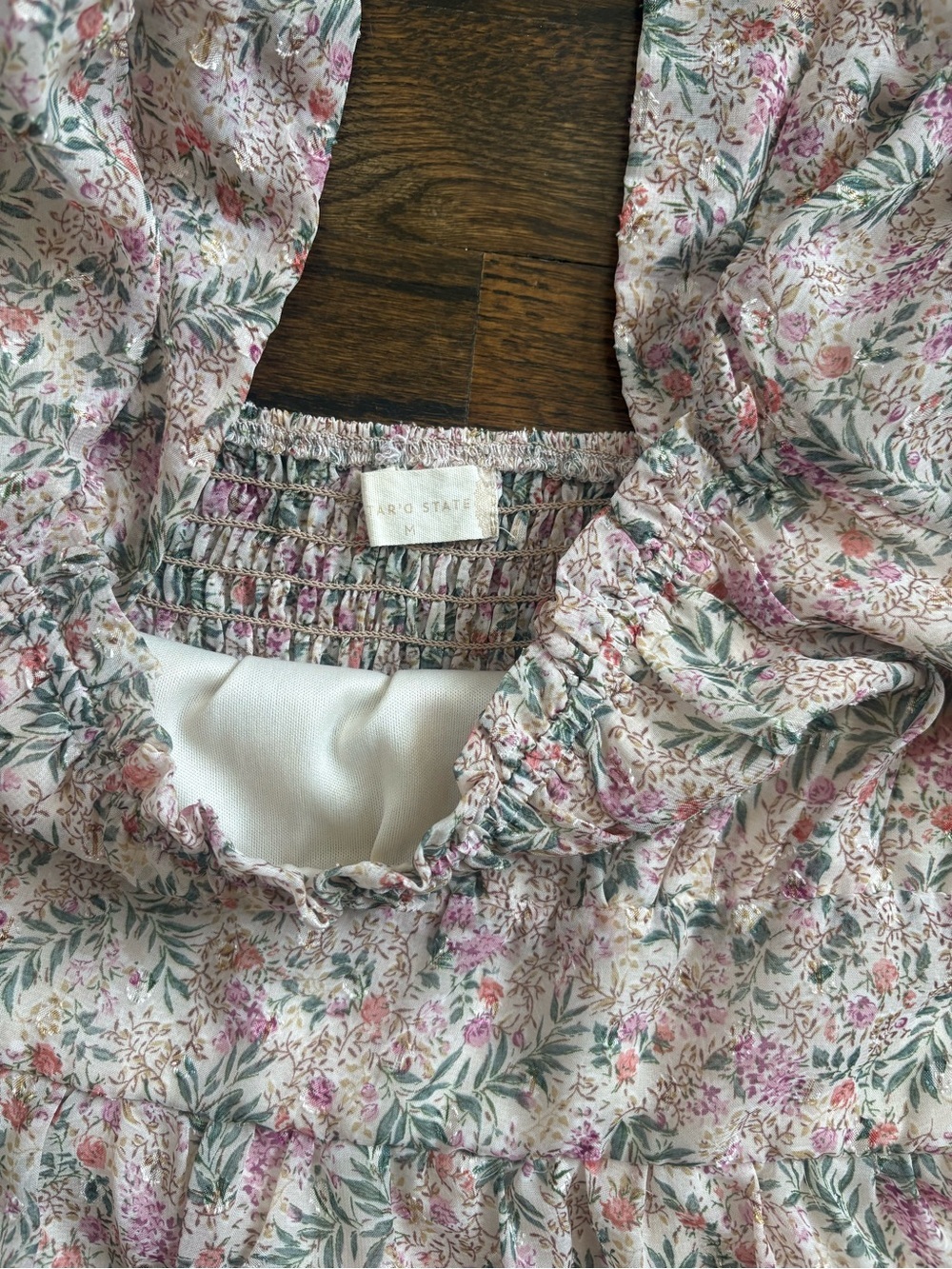 Altar'd State Pink Floral Smocked Tiered Dress - Picture 3 of 6
